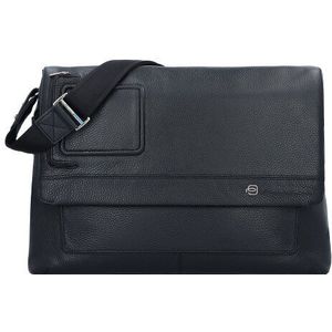 Piquadro Vibe Aktetas Messenger Leer 41 cm Laptop compartiment black