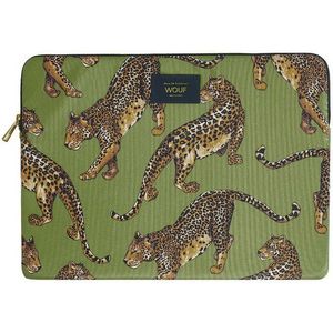 Wouf Laptop hoes 38 cm olive leopard