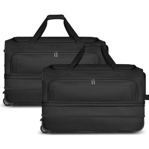 Redolz Duffle Essentials 2-wiel reistassenset 2-delig L+L met stretchvouw black