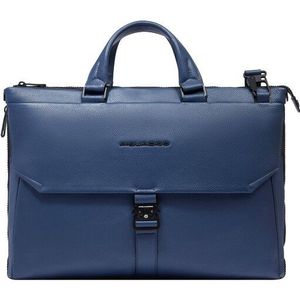 Piquadro Than Koffer Leer 43 cm Laptop compartiment met uitbreidingsplooi  blauw