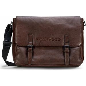 Farmhood Memphis Aktetas Messenger Leer 38 cm Laptop compartiment dark brown