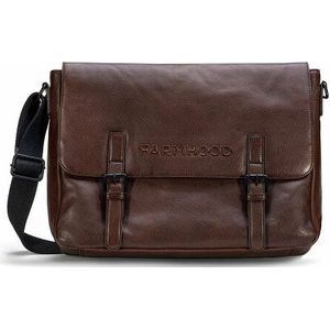 Farmhood Memphis Aktetas Messenger Leer 38 cm Laptop compartiment  bruin