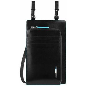 Piquadro Blauw Vierkant Mobiel Telefoonhoesje RFID Leer 11,5 cm black