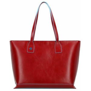 Piquadro Blauwe vierkante shopper tas leer 35 cm rot