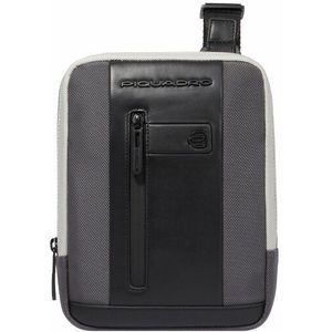 Piquadro iPad mini pocket crossbodytas van gerecyclede stof graphite-black