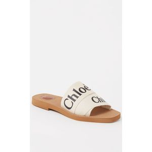 Chloé Woody slipper van canvas met logo