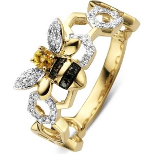 Diamond Point Gouden ring 0.07 ct citrien Queen Bee