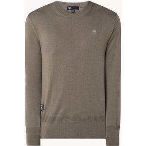 G-Star RAW Fijngebreide pullover van merino wol met logoborduring