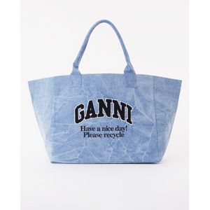 Ganni XXL shopper van denim met logoborduring