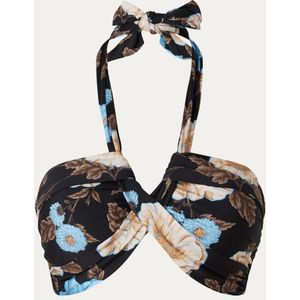 Seafolly Garden Party voorgevormde halter bandeau bikinitop met bloemenprint