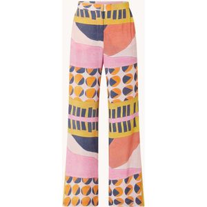 ba&sh Mallory mid waist straight fit pantalon met grafische print