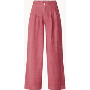 by-bar Eli high waist wide fit pantalon van linnen