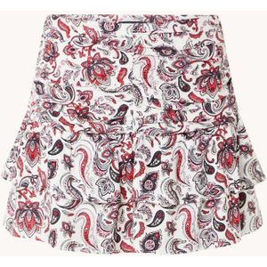 NIKKIE Baisha minirok in linnenblend met smockwerk en paisley dessin