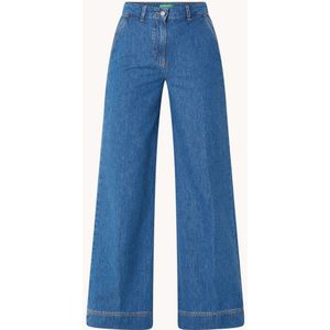Benetton High waist wide fit jeans met donkere wassing