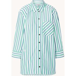 Ganni Oversized blouse met streepprint en borstzak