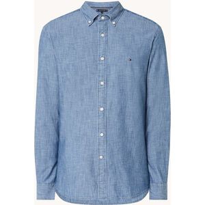 Tommy Hilfiger Regular fit overhemd van chambray met logoborduring