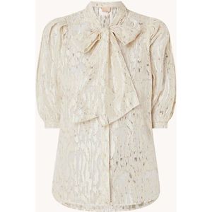JOSH V Cherise blouse met lurex en strikkraag