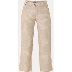 Sisley High waist straight fit cropped pantalon van linnen met streepprint