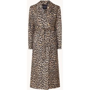 NIKKIE Benicia trenchcoat met panterprint en strikceintuur