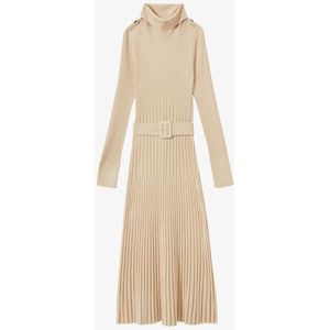 Reiss VINETTE Ribbed Funnel Neck Belted Midi Dress