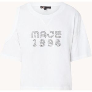 Maje Cropped T-shirt met cut-out detail en strass