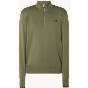 Fred Perry Sweater met halve rits en logo