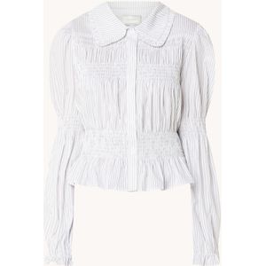 Neo Noir Kella blouse met smockwerk en streepprint