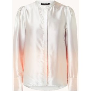 Bruuns Bazaar Fading blouse van satijn met dip-dye dessin en pofmouw