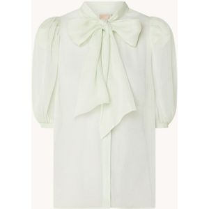 JOSH V Sylvia semi-transparante blouse met pofmouw en strikkraag