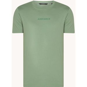 Airforce T-shirt van biologisch katoen met logo- en backprint