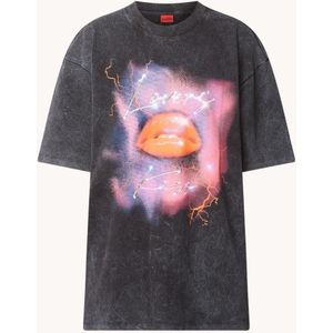 HUGO BOSS Drisela oversized T-shirt met print en verwassen afwerking