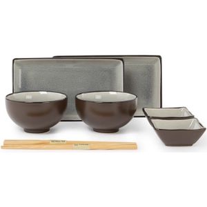 Tokyo Design Studio - Glassy Grey- Sushi Servies - 8 delig - 2 persoons