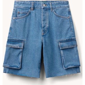 Benetton High waist straight fit korte cargobroek van denim