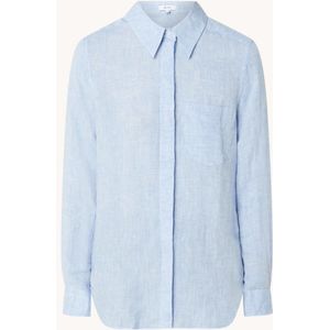 Reiss Campbell blouse van linnen met borstzak en gemêleerd dessin