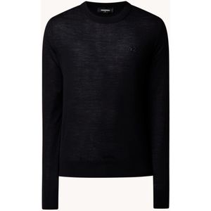 Dsquared2 Fijngebreide pullover van scheerwol met logoborduring