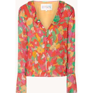 Fabienne Chapot Rosa blouse met bloemenprint en lurex