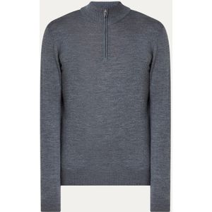 Profuomo Fijngebreide pullover van merino wol met halve rits