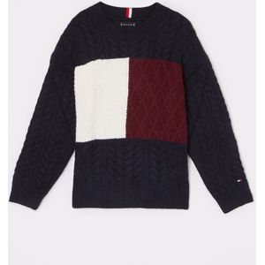 Tommy Hilfiger Grofgebreide trui met ingebreid logo