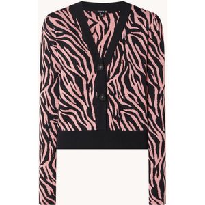 NIKKIE Araxa cropped fijngebreid vest met zebraprint