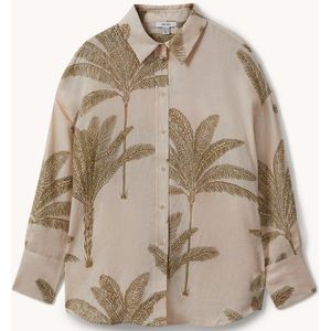 Reiss Oskia oversized blouse van linnen met bladprint