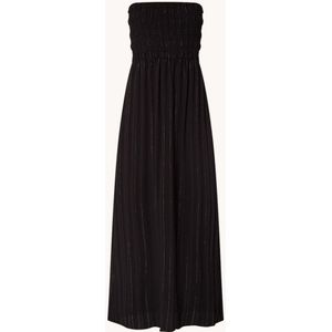 Co'Couture Gigicc strapless maxi jurk met lurex en smockwerk