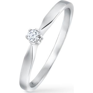 Diamond Point Ring Groeibriljant van 18 karaat witgoud met 0.06 ct. diamant