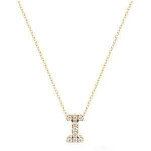 Diamond Point Geelgouden collier 0.02 ct diamant Alphabet