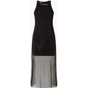 Sandro Semi-transparante midi jurk met strass