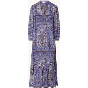 Antik Batik Tajar maxi jurk met paisley dessin en strikkraag