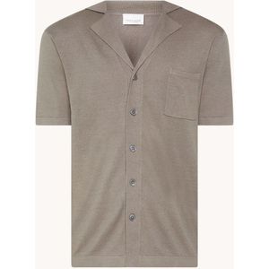 Profuomo Fijngebreid regular fit overhemd met borstzak