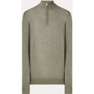 Profuomo Fijngebreide pullover van merino wol met halve rits