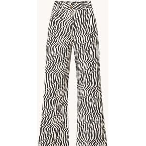 French Connection Atena high waist cropped flared broek met zebraprint