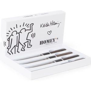 Homey's Keith Haring Collection - steakmessenset - 4 stuks - 12 cm