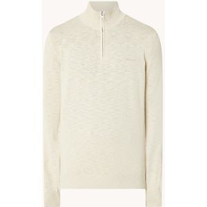 Gant Fijngebreide sweater met halve rits en logoborduring